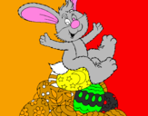 Disegno Coniglio di Pasqua pitturato su simone