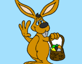 Disegno Coniglio con la cesta  pitturato su niccolò