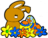 Disegno Coniglietto di Pasqua  pitturato su PASQUA