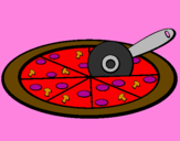 Disegno Pizza pitturato su Silvietta :-D