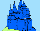 Disegno Castello medievale  pitturato su margherita