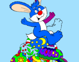 Disegno Coniglio di Pasqua pitturato su ferdi ovetti