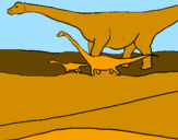 Disegno Famiglia di Brachiosauri  pitturato su thomas