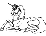 Disegno Unicorno seduto  pitturato su eleonora