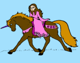 Disegno Principessa a cavallo di unicorno  pitturato su mati