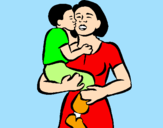 Disegno Bacio materno  pitturato su CHIARA CERRATO
