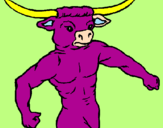 Disegno Testa di bufalo  pitturato su isabella