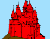 Disegno Castello medievale  pitturato su leonardo