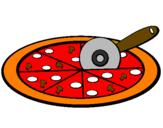 Disegno Pizza pitturato su katia