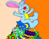 Disegno Coniglio di Pasqua pitturato su riccardo