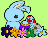 Disegno Coniglietto di Pasqua  pitturato su meryvic