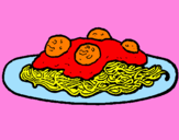 Disegno Spaghetti al ragù  pitturato su chiara69