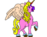 Disegno Unicorno con le ali  pitturato su serena 