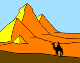 Disegno Paesaggio con le piramidi  pitturato su ANDREA