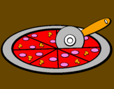 Disegno Pizza pitturato su attila