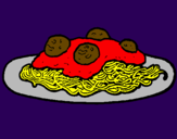 Disegno Spaghetti al ragù  pitturato su attila