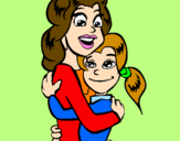 Disegno Madre e figlia abbracciate pitturato su Nolckes