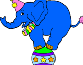 Disegno Elefante sulla palla  pitturato su spenki