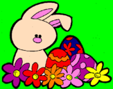 Disegno Coniglietto di Pasqua  pitturato su mariachiara