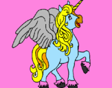 Disegno Unicorno con le ali  pitturato su ottavio da mottola