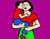 Disegno Bacio materno  pitturato su Federica