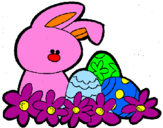 Disegno Coniglietto di Pasqua  pitturato su francesca