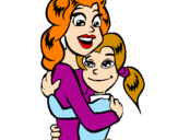 Disegno Madre e figlia abbracciate pitturato su CHIARA