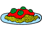 Disegno Spaghetti al ragù  pitturato su SIMONE