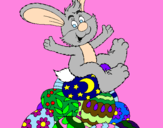 Disegno Coniglio di Pasqua pitturato su sofia