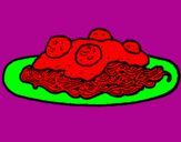 Disegno Spaghetti al ragù  pitturato su SERENA