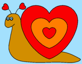 Disegno Lumachina cuore  pitturato su ale