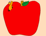 Disegno Vermiciattolo nella frutta  pitturato su lù