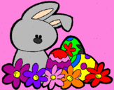 Disegno Coniglietto di Pasqua  pitturato su beatrice