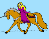 Disegno Principessa a cavallo di unicorno  pitturato su luigi mio
