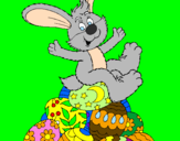 Disegno Coniglio di Pasqua pitturato su gaia