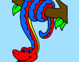 Disegno Serpente avvinghiata ad un albero  pitturato su edoardo