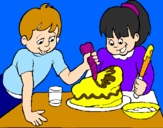 Disegno Torta per la mamma  pitturato su gabryel