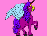 Disegno Unicorno con le ali  pitturato su magda
