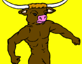Disegno Testa di bufalo  pitturato su alice