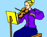 Disegno Dama violinista  pitturato su francesca