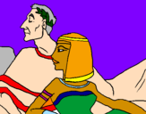 Disegno Cesare e Cleopatra  pitturato su lola