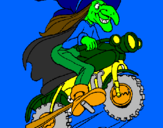 Disegno Strega in motocicletta  pitturato su fdfj