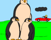 Disegno Famiglia pinguino  pitturato su emanuela