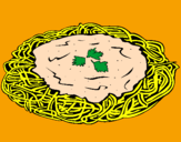 Disegno Spaghetti al formaggio  pitturato su Chiara Rodolico