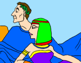 Disegno Cesare e Cleopatra  pitturato su Alessandra