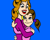 Disegno Madre e figlia abbracciate pitturato su marianna