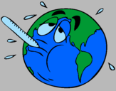 Disegno Riscaldamento globale pitturato su terra ammalata