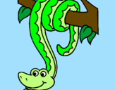 Disegno Serpente avvinghiata ad un albero  pitturato su cristian