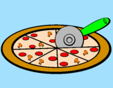 Disegno Pizza pitturato su checco 1
