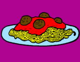 Disegno Spaghetti al ragù  pitturato su Chiara Rodolico